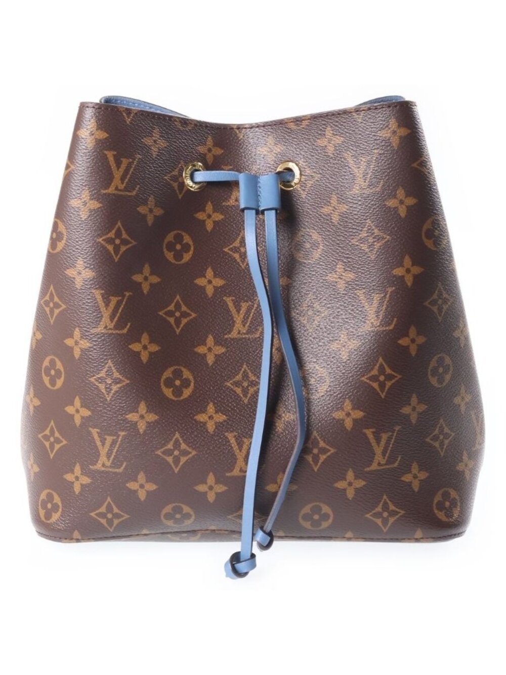 Louis Vuitton Monogram Neo Noe Leather Shoulder Bag Drawstring Brown Blue Jean